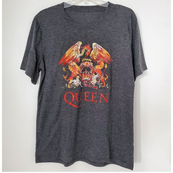 Queen Classic Crest Rock Band Gray T-Shirt Music Size L Retro/Vintage Layer - Picture 1 of 7